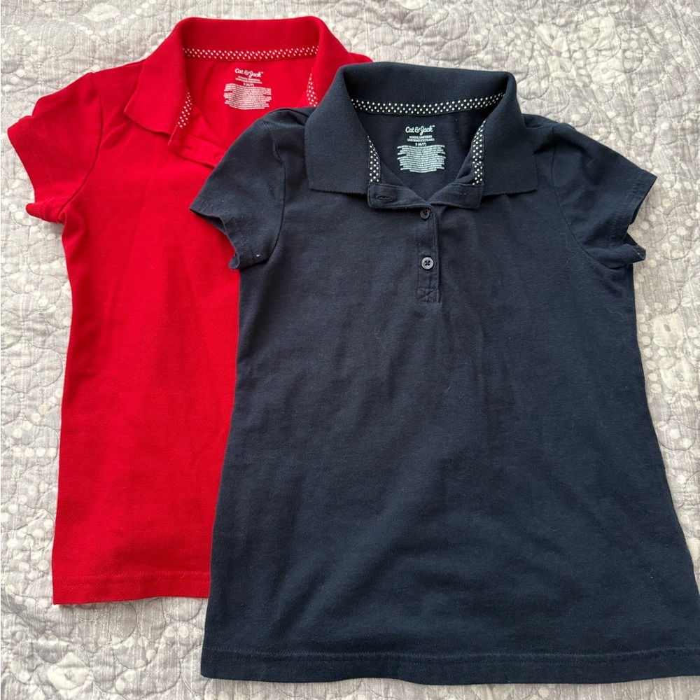 🪼 Kids Uniform Polo Shirts - Red and Navy